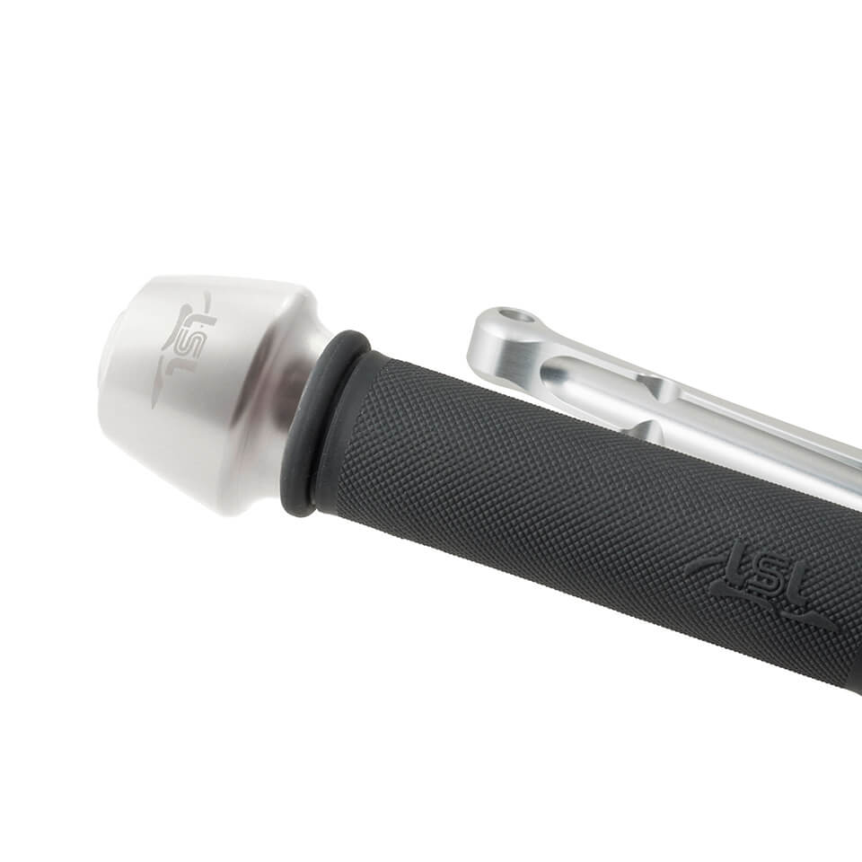 Contrapeso de manillar LSL Touring, aluminio, extra pesado, 140g por lado, con logo LSL, para 14 mm y 18 mm de diámetro interno, plata