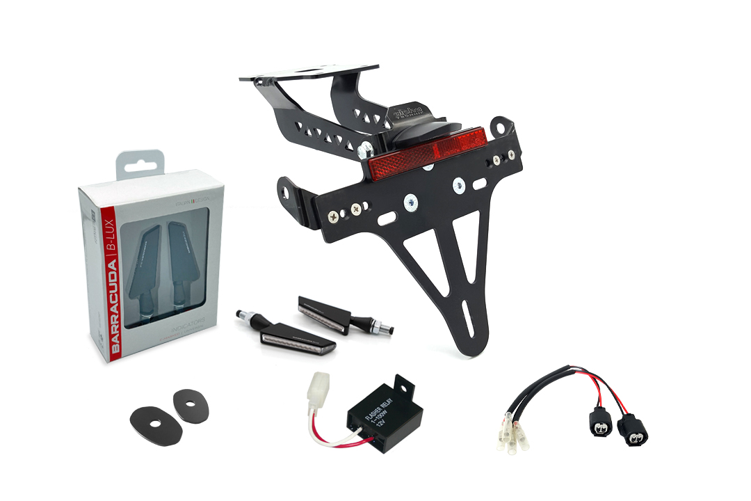 alpha Technik Kit de soporte de matrícula e intermitentes SQ-LED (delantero + trasero) para Kawasaki Z H2 a partir del año de modelo 2020