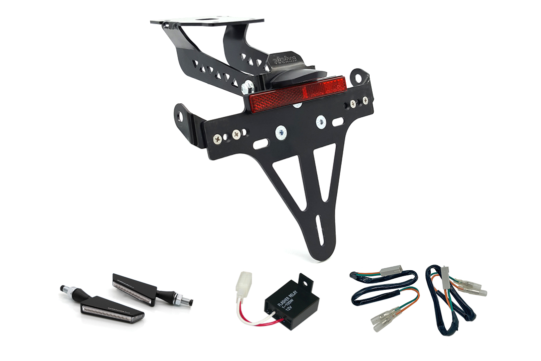 alpha Technik Kit Soporte de Matrícula y luz de intermitente BSQN para Kawasaki Z900 Año del modelo 2017-2019 (Trasero)