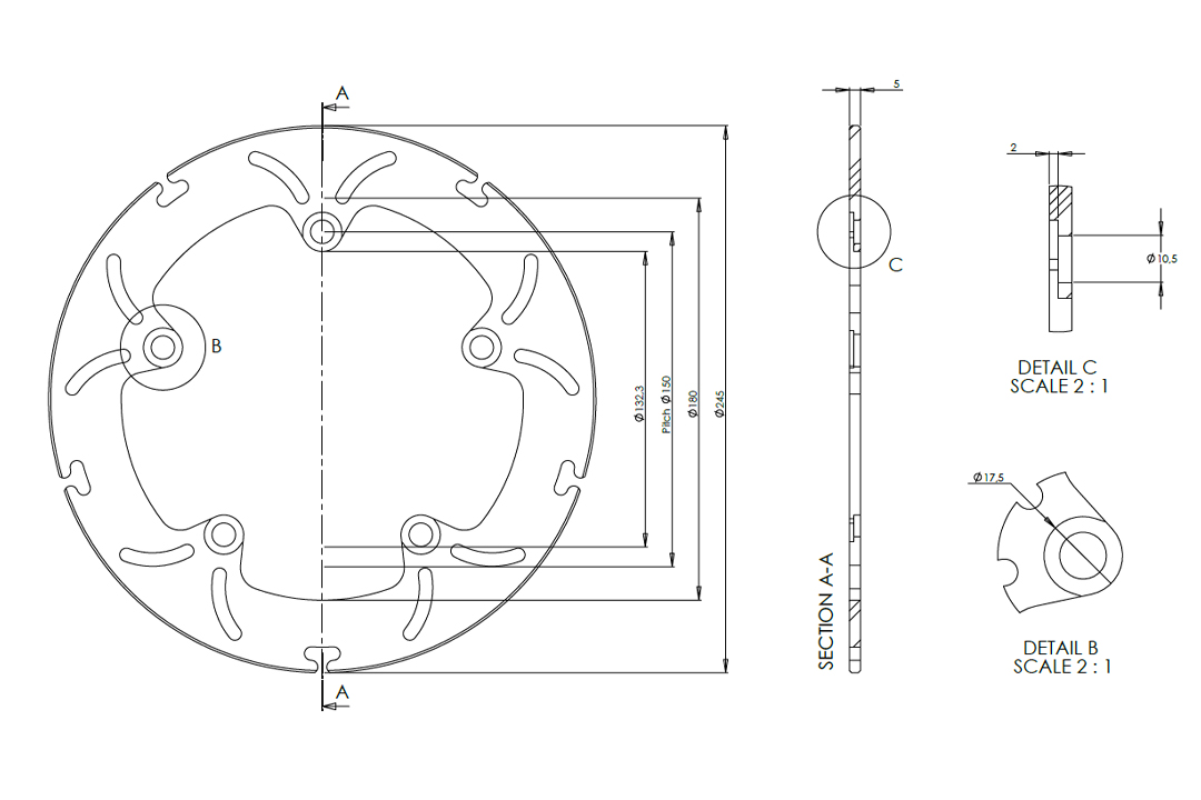 alpha Technik disco de freno Diseño Omega ABD33, trasero para Yamaha MT07, MT09, Tenere 700, Tracer 700, Tracer 900, XSR 700, XSR 900, R7