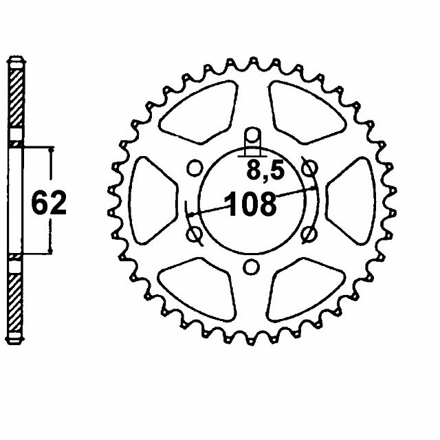corona de Acero, 52 Dientes, Paso 420