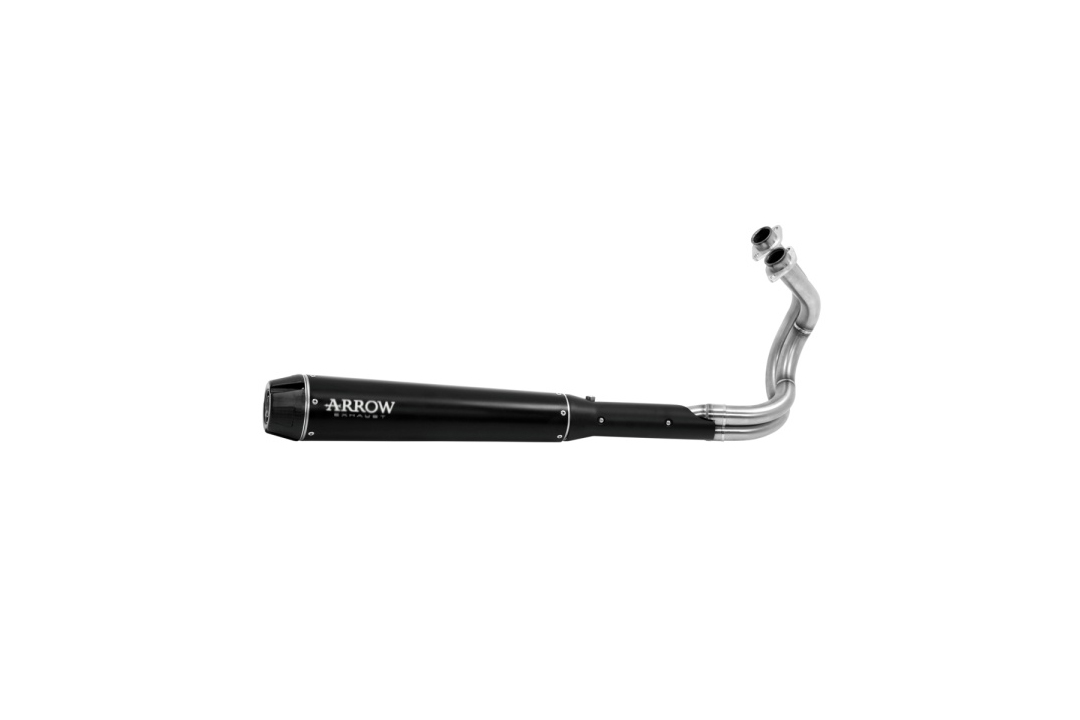 Sistema de escape completo ARROW DARK REBEL de acero inoxidable negro y aluminio para Kawasaki Vulcan S 650 2021-2023