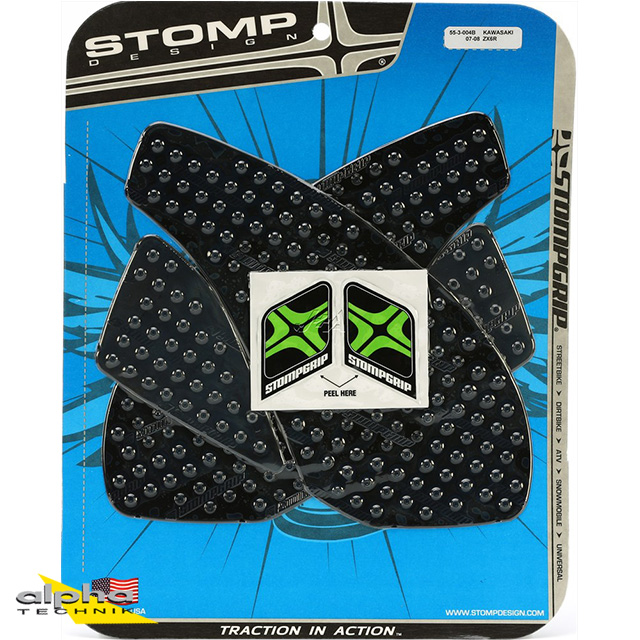 Stompgrip negro, Volcano, para Kawasaki ZX6R Ninja, 2007-2008