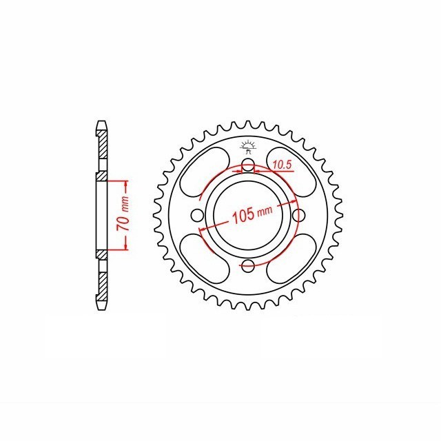 corona de Acero, 38 Dientes, Paso 530