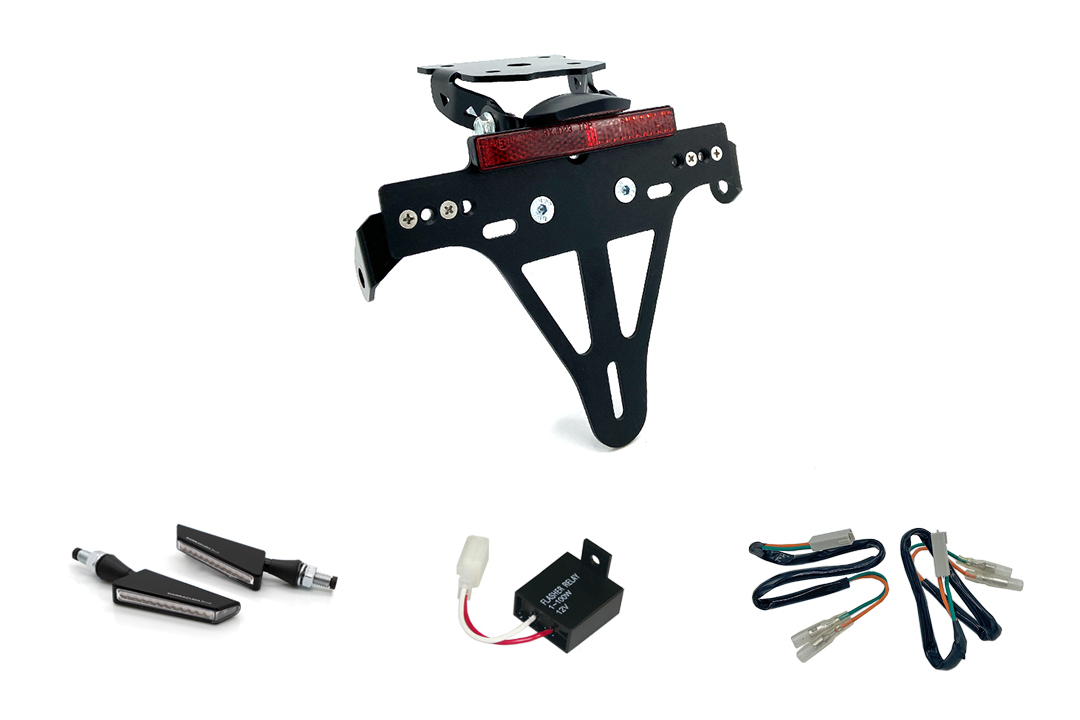 Soporte de matrícula-luz de intermitente-Kit BSQN para Kawasaki Z800 a partir del año de modelo 2013 (Trasero)