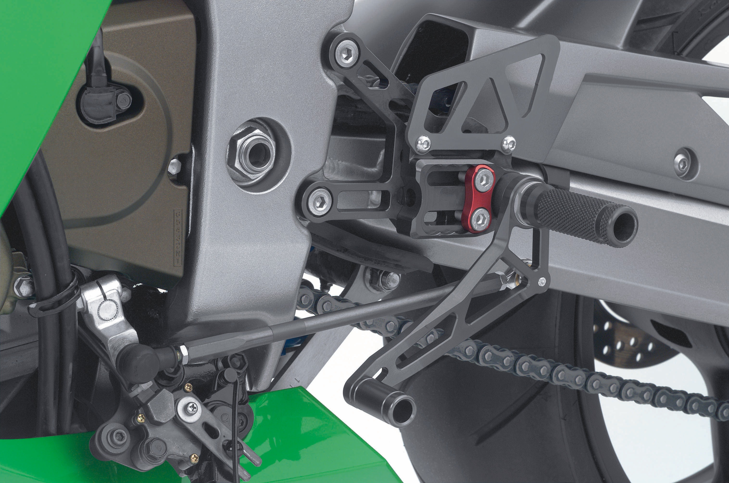 Sistema de reposapiés LSL 2Slide para Kawasaki ZX-6R, ZX-6RR, 2003-2004, negro-rojo
