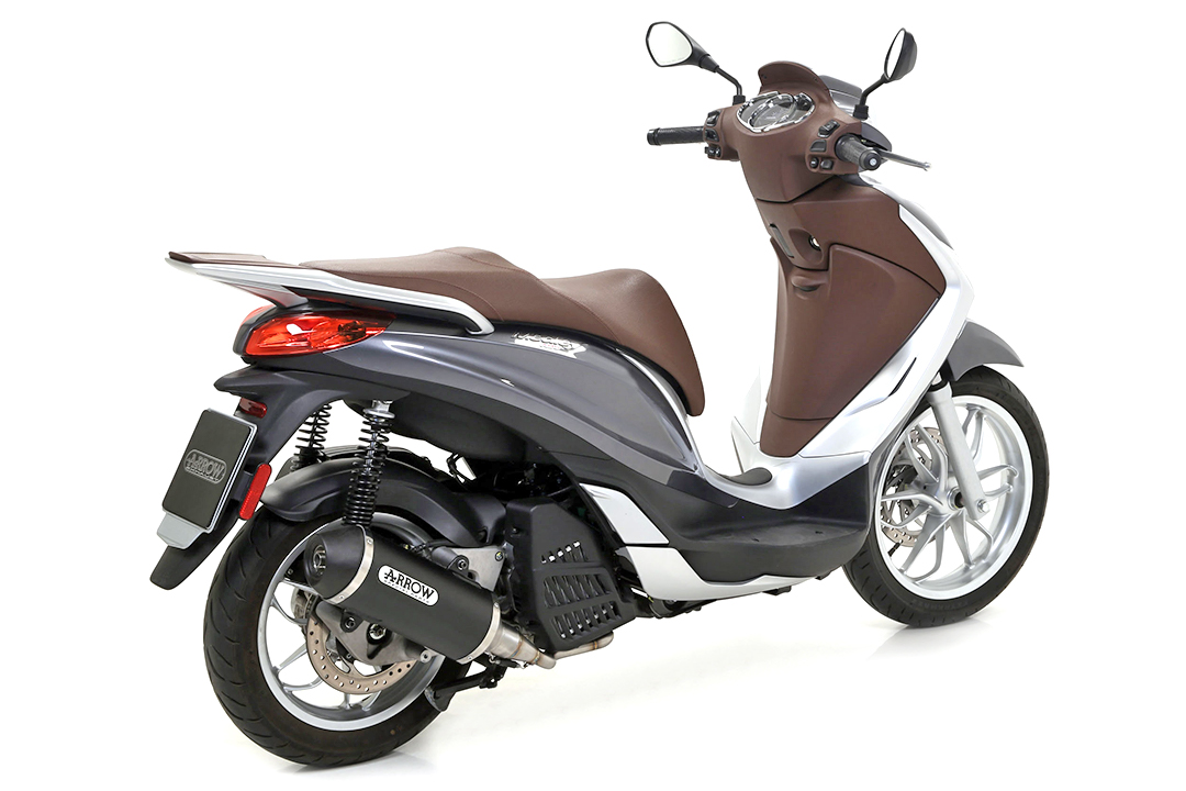 Silenciador ARROW DARK URBAN para Piaggio Medley 125/150 2016-, aluminio negro (Solo con colector ARROW)