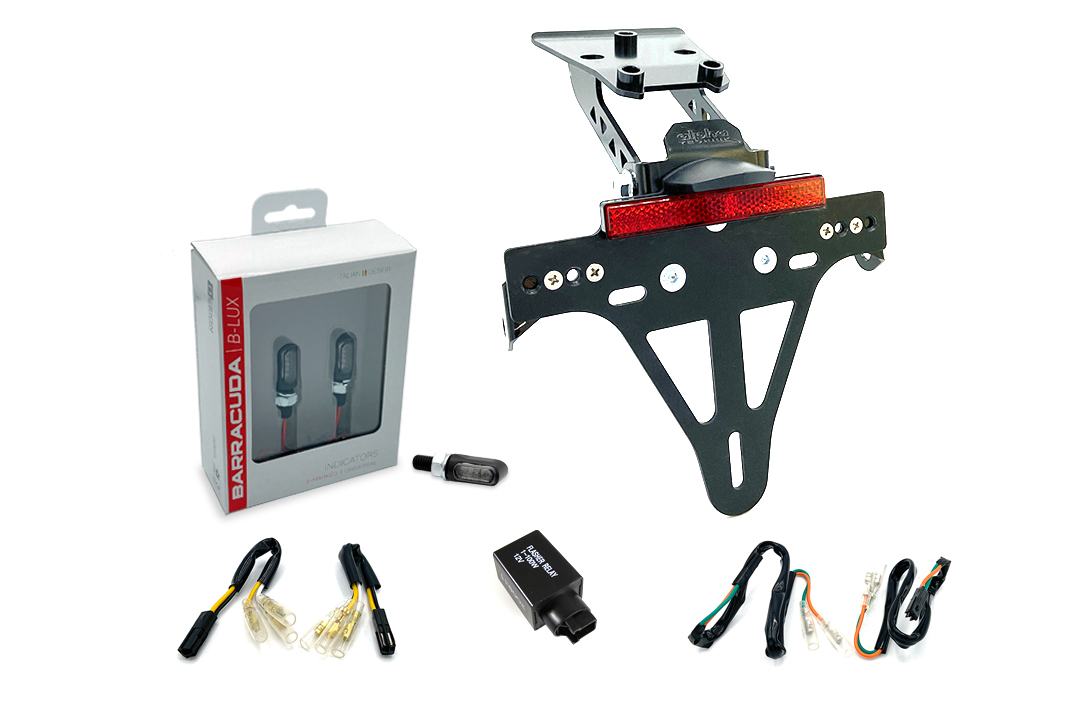 Kit Soporte de matrícula alpha Technik con luz de intermitente M-LED (anterior, delanteroe + trasero) para Honda CBR650F / CBR650FA y CB650F / CB650FA a partir del año de modelo 2017