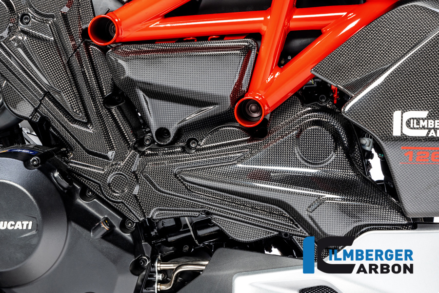 Ilmberger Carbon correa dentadaabdeckung cilindro horizontal, brillante, Ducati Diavel 1260, 2019-
