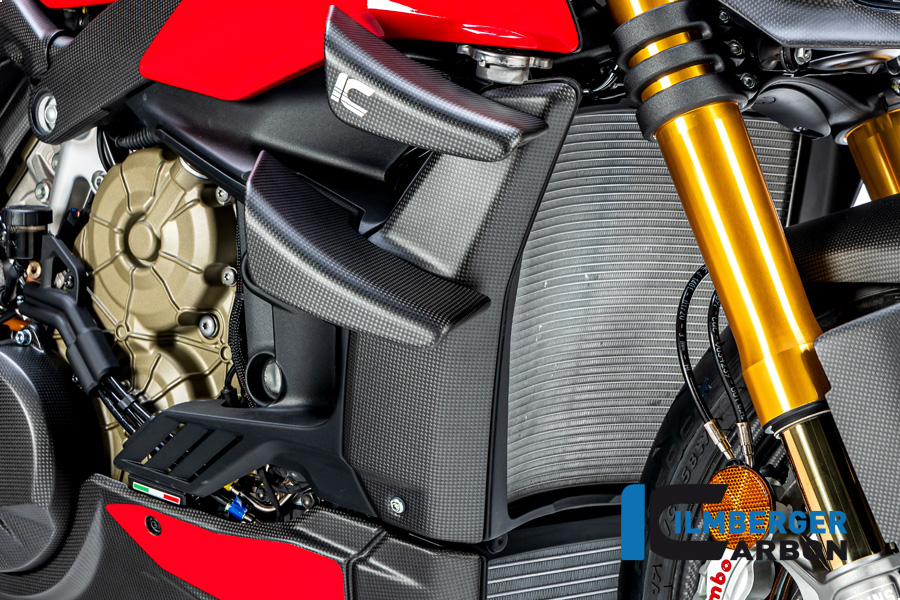 Cubierta de radiador de agua Ilmberger Carbono mate lado derecho para Ducati Streetfighter V4 2020-