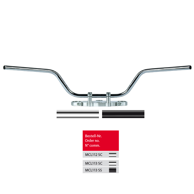 Manillar de acero TRW Touring Alto MCL112SC, cromado