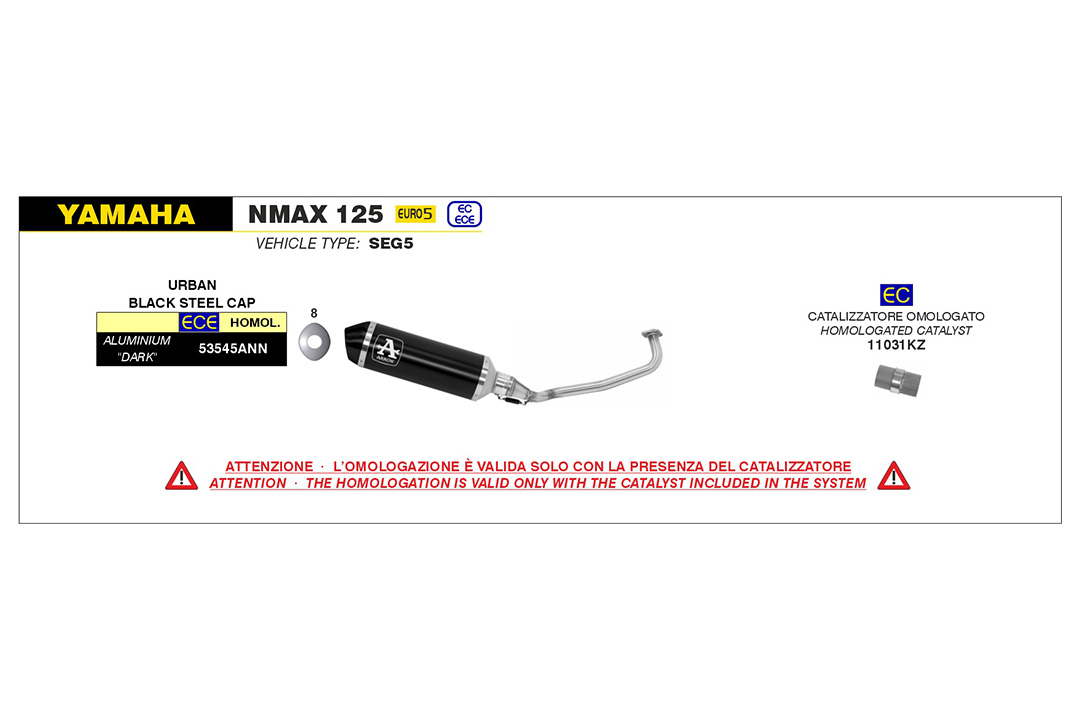 Escape ARROW DARK URBAN para Yamaha NMAX 125 año del modelo 2021-2022