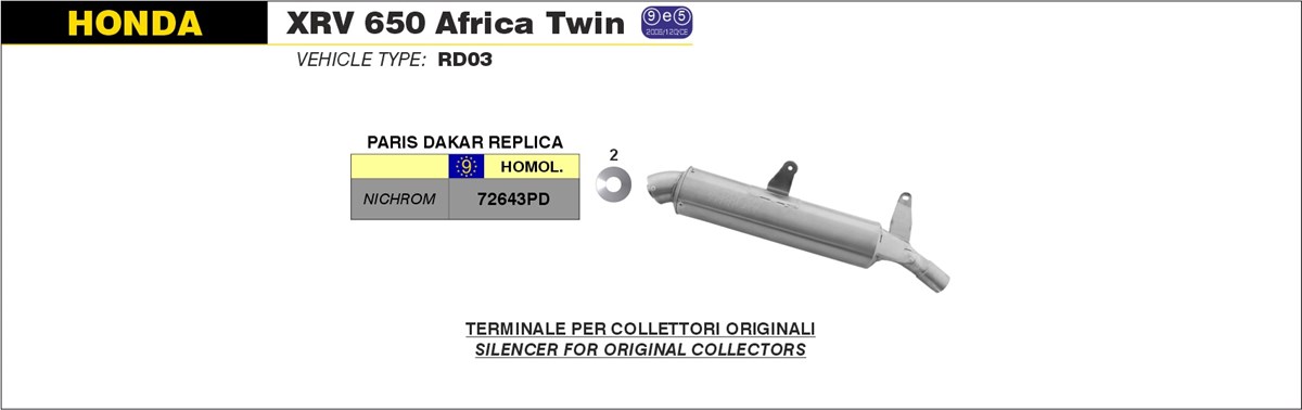 Escape ARROW PARIS-DAKAR para Honda XRV650 Africa Twin 1988-1989, acero inoxidable