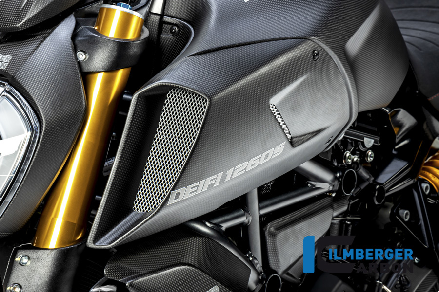 Carenado del conducto de admisión de aire de carbono Ilmberger lado izquierdo, mate Ducati Diavel 1260, 2019-