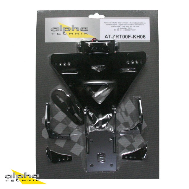 Soporte de matrícula alpha Technik Kawasaki Z1000; Tipo ZRT00F; Año del modelo 2014-