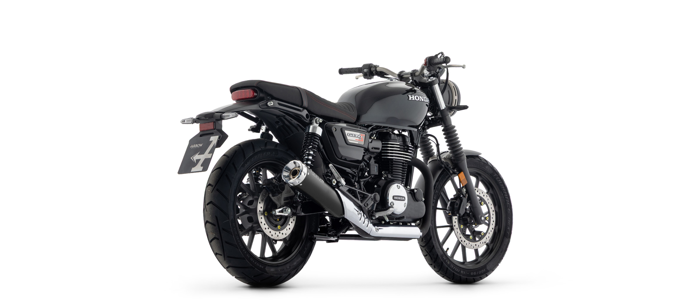 ARROW Escape REBEL Slip-On para Honda GB350S 2025-, acero inoxidable negro y tapa final de aluminio