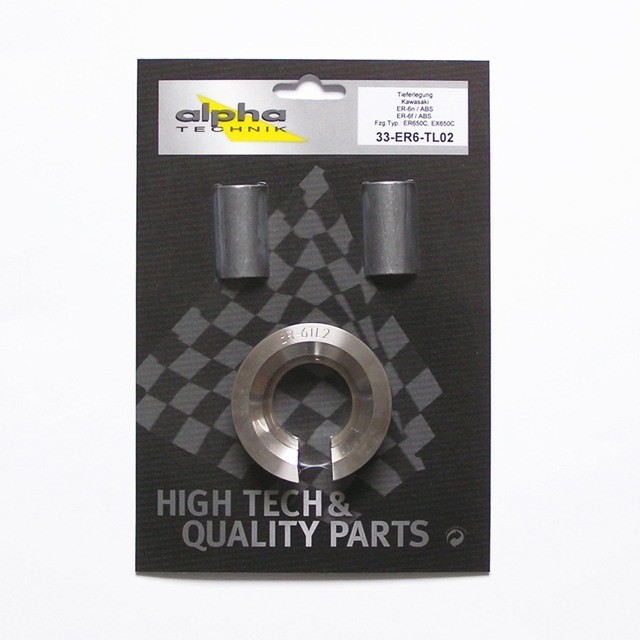Kit de reducción de altura alpha Technik 25mm Kawasaki ER6n, ER6f; Tipo ER650C, EX650C; Año modelo 2009-