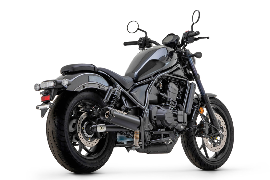ARROW Escape REBEL DARK Slip-On con tapa final de aluminio negra para Honda CMX 1100 Rebel año de modelo 2021-