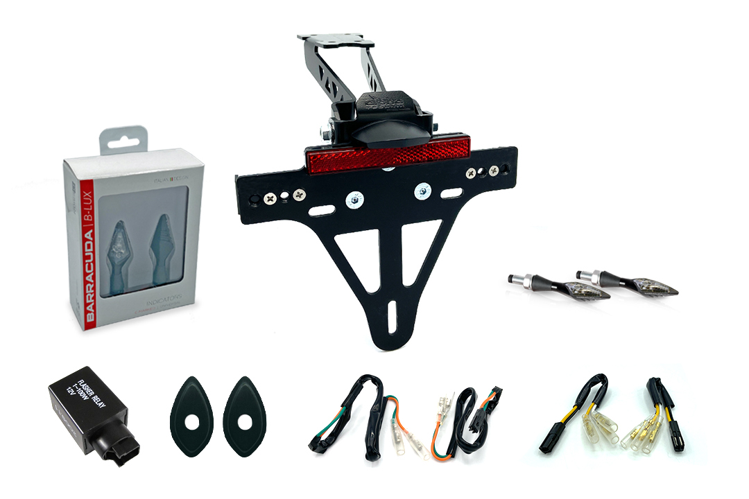 Kit de soporte de matrícula-luz de intermitente X-LED (anterior, delanteroe + trasero) para Honda CB500F Tipo PC58 y CBR500R PC57 a partir del año modelo 2017