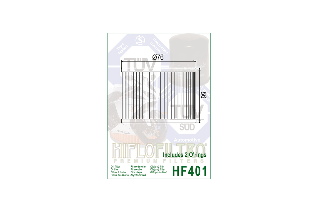 HIFLO filtro de aceite HF401 para varios modelos Benelli / Bimota / Honda / Kawasaki / Yamaha con aro tórí-kit