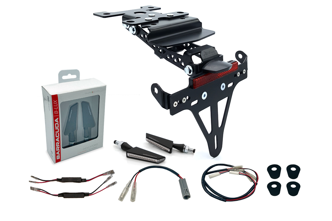 alpha Technik Kit Soporte de Matrícula-luz de intermitente SQ-LED (anterior, delanteroe + trasero) para Yamaha Tenere 700 a partir del año de modelo 2019-