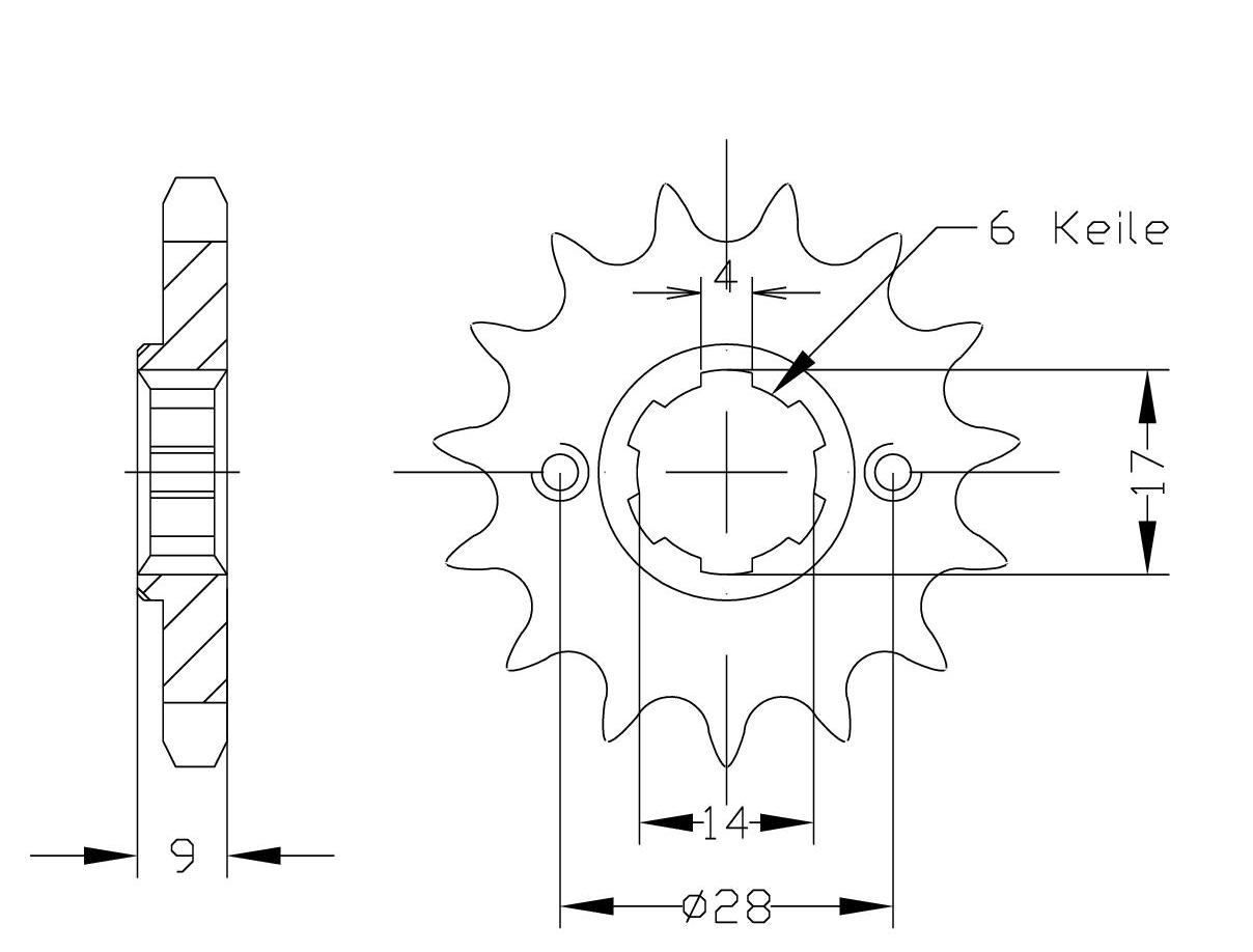 ENUMA kit de cadena 428 H para Zündapp ZXM 125 a partir del año de modelo 2021-