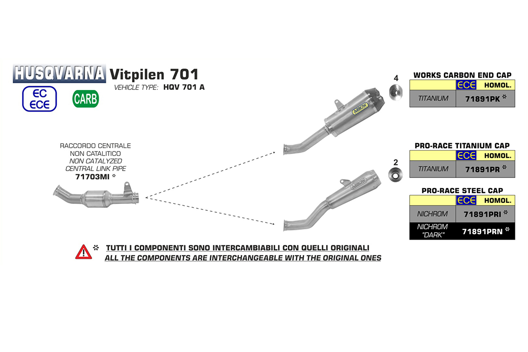 ARROW Silenciador WORKS para Husqvarna Vitpilen 701 2018-, Titanio