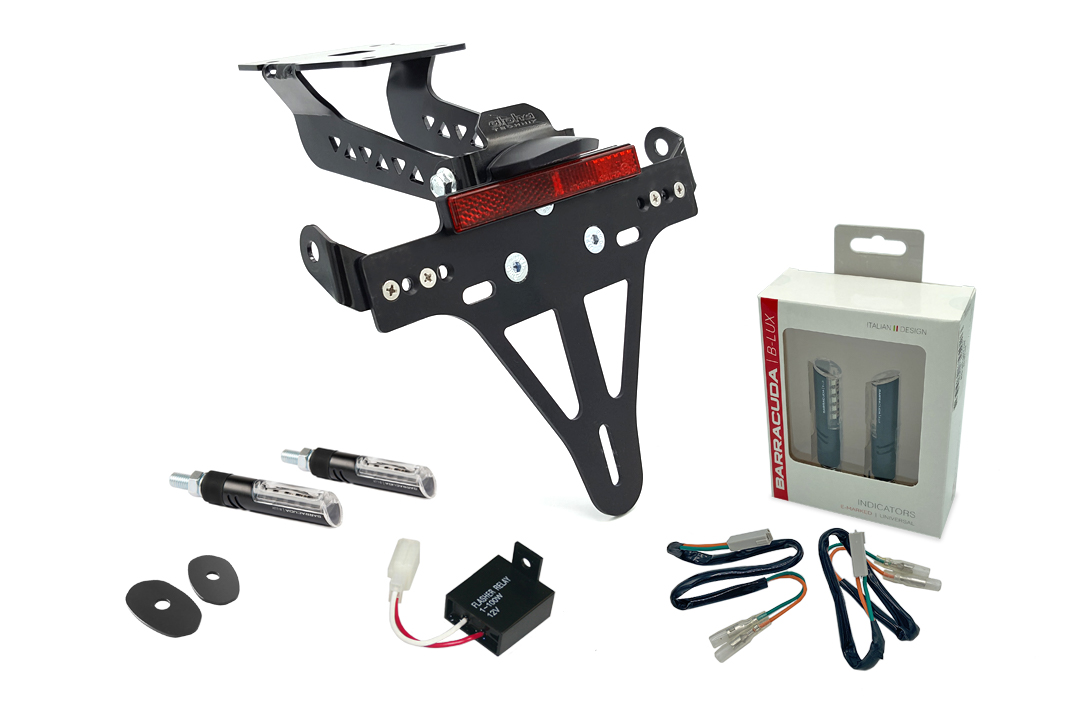alpha Technik Kit Portamatrículas-luz de intermitente IDEA (anterior, delanteroe + trasero) para Kawasaki Z900 año del modelo 2017-2019